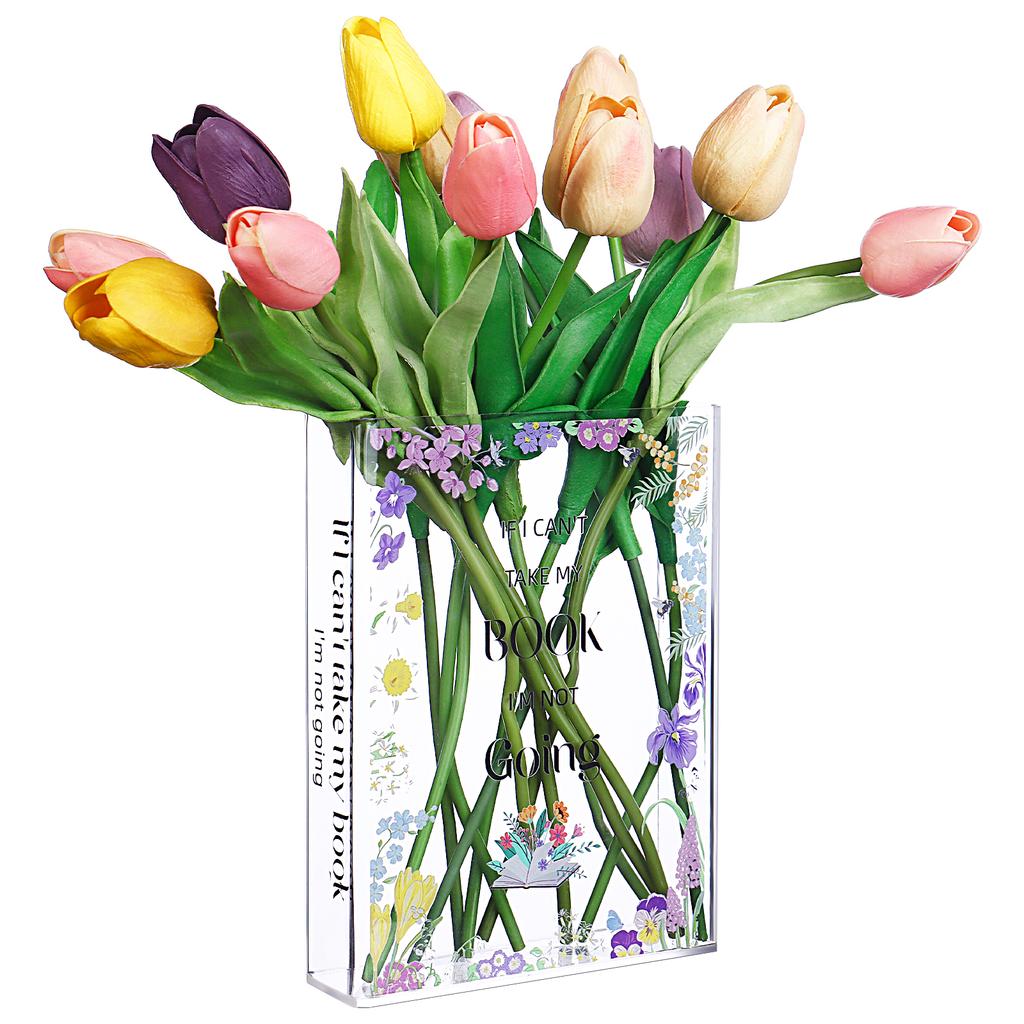 Youdaju Acrylic Book Vase Book Shaped Vase Clear Book Vase For Flowers Book Flower Vase Book Shelf Decor Book Lovers Gifts Small
