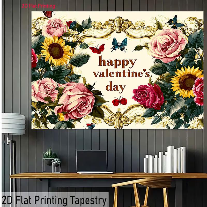 2D Cheerful Happy Birthday Backdrop with Flowers, Balloons and a Blue Sky