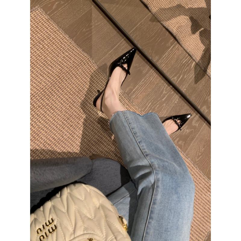 Sheepskin version~ Naked pink high heels women's pointed heads, thin heels, not tired feet, bag head sandals, summer bows