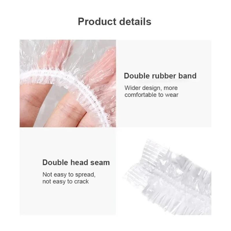 100Pcs Disposable Children Shower Cap For Hair Elastic Mesh Shape Plate Plastic Wrap Cover Food Grade Food Cover