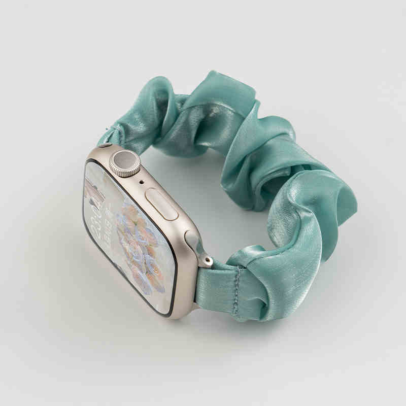 INS Chiffon Ice Silk Elastic Scrunchie Strap For Samsung Galaxy Fit3 SM-R390 Slim Girl Band Loop Bracelet For Galaxy Fit 3