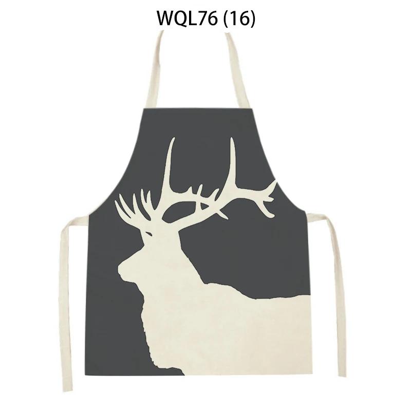 Kitchen Apron for Women Cartoon Animal Polar Bear Deer Printed Sleeveless Linen Aprons Home Cleaning Tools Cooking Baking Apron