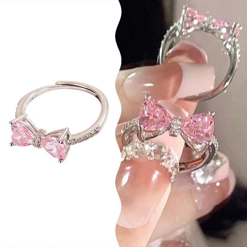 Minimalist Bowknot Opening Adjustable Rings For Women Girls Fashion Creative Irregular Geometric Birthday Party Jewelry Gifts onesize