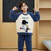 Kids Flannel Pajamas Set Boys Girls Warm Long Sleeve Top And Pants Sleepwear Winter Home Nightwear