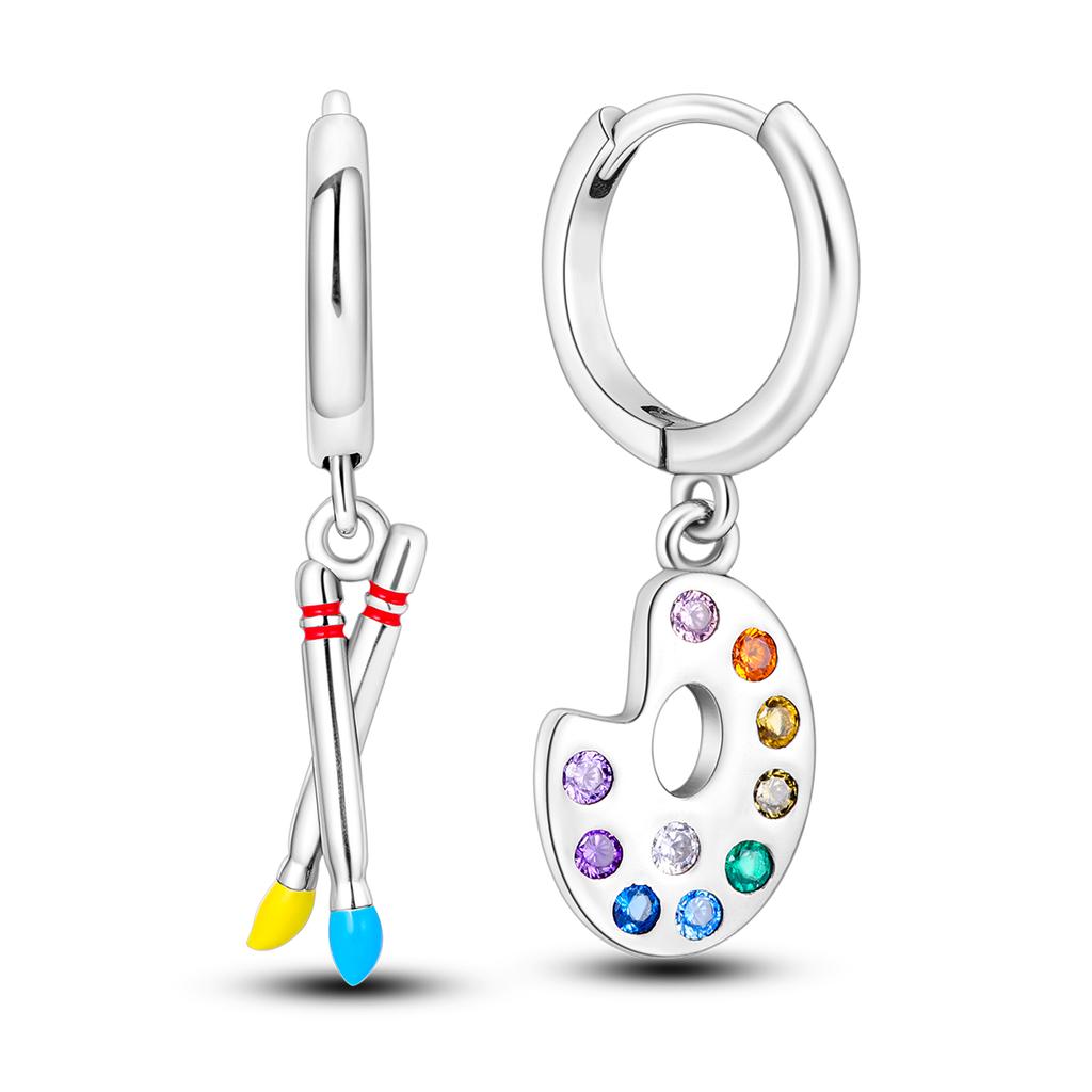 Silver Plated U Round Heart Shape CZ Zircon Earrings Hoop Earrings For Women DIY Making Jewelry Gift