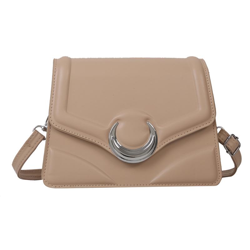 High-Quality Textured Crescent Lock Small Square Shoulder Crossbody Bag for Women - 2023 Trendy & Versatile Commuter Style