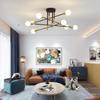 Candelabru cu 8 lumini Lampă de tavan modernă, de la mijlocul secolului, pandantiv industrial negru și auriu