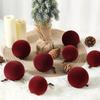 18 Pcs Christmas Velvet Christmas Balls Bulk Flocked Xmas Tree Ball Ornaments Plastic Velvet Christmas Ornaments Xmas Tree Hanging Decoration 2.36