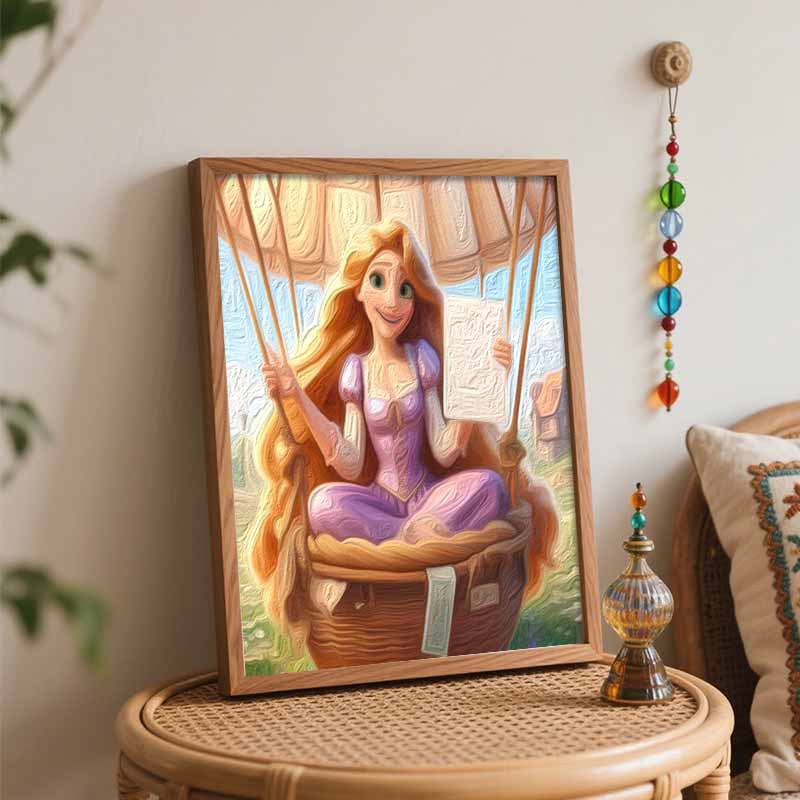 Disney Rapunzel oil painting art painting kit handmade diy gift home decoration wall decor princess balloon character canvas craft set 123