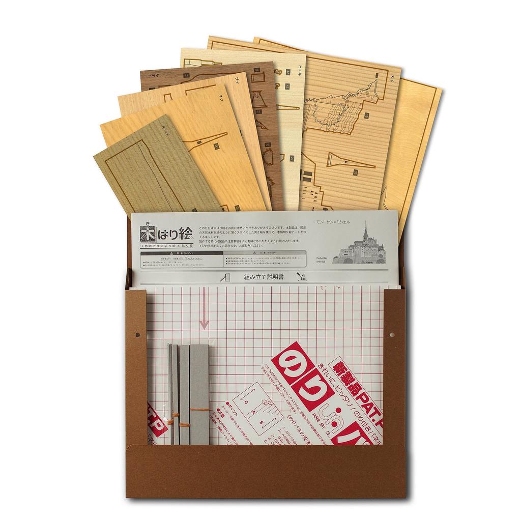 KINOWA Saint Wooden Poster Original Handmade Kit World Heritage France Made In Japan "Mont Michel"