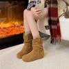 2025 Women's Fashion Suede Boots Outdoor Casual Flat Boots Comfortable Soft Bottom Short Ankle Boot Luxury Slip On Lady Shoes