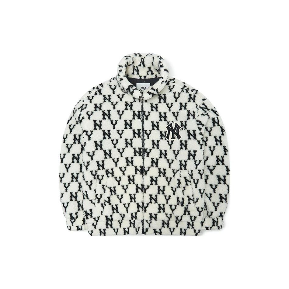 

New MLB Velvet feel Coat Unisex Cream White 3AFDM0126-50CRS S