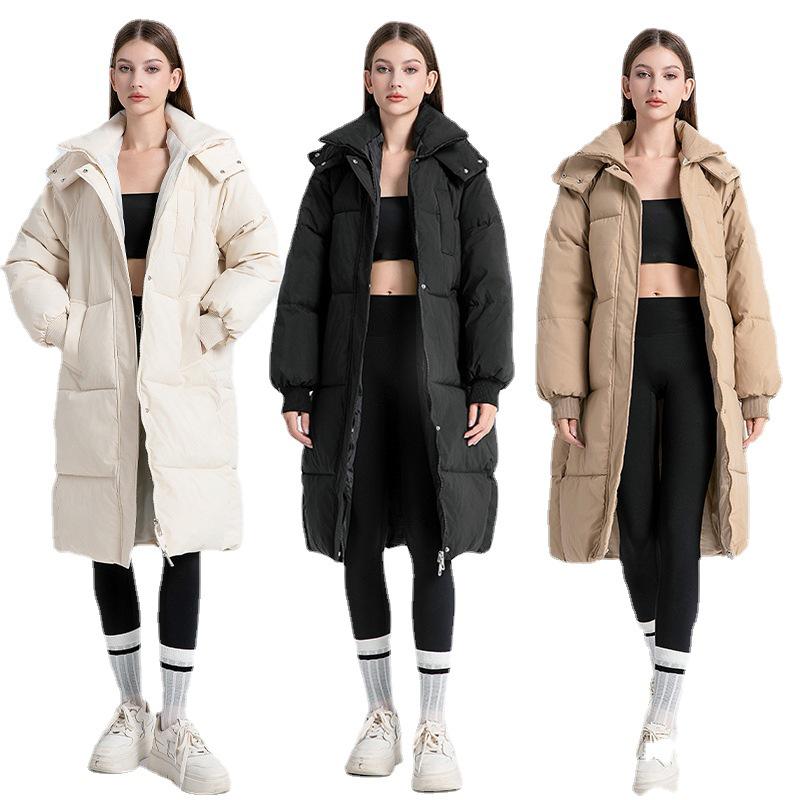 Women's Korean Style Knee-Length Cotton-Padded Winter Jacket - Loose, Thickened Coat