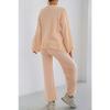 Women Loose Comfortable Solid Color Long Sleeve Sweater Wide Leg Pants Two Piece Loungewear Set