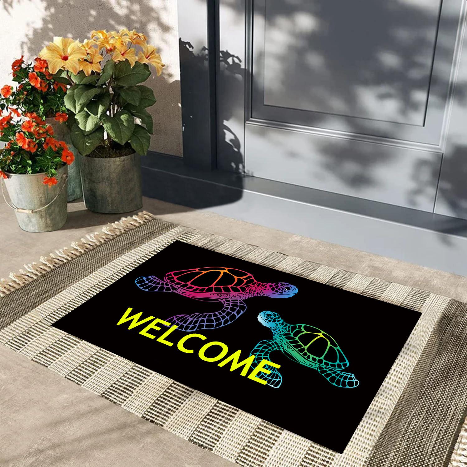 Zeeschildpad Deurmat Rubber Badkamer Keukenmat Tuin Garage Deur Vloermat Antislip Tapijt Entree Tapijt 23.6x15.7 Inch