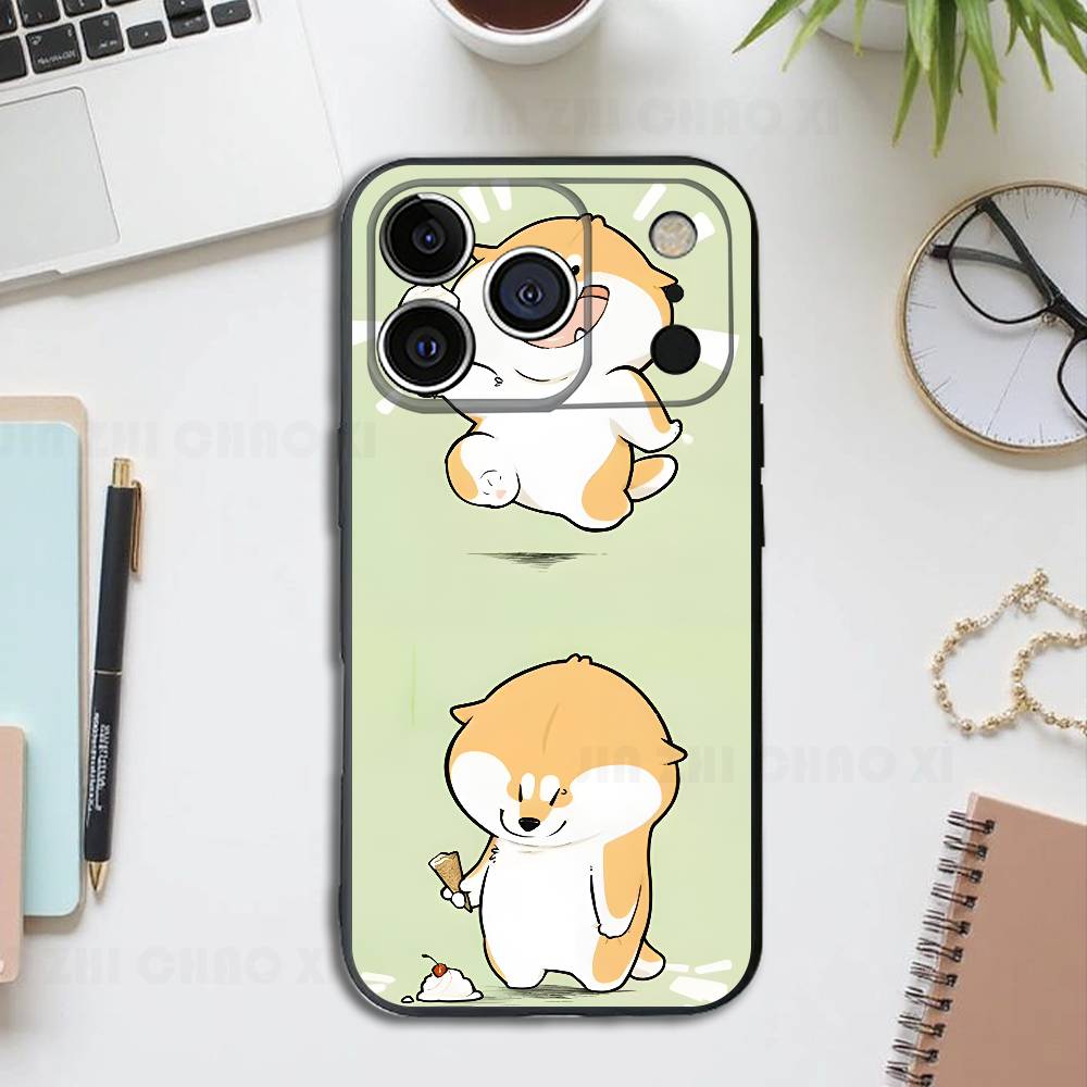Funny Dog Corgi Black Phone Case For IPhone 17 16 15 14 13 12 13 12 11 Pro Max Plus XS XR Silicone Soft Back Cover