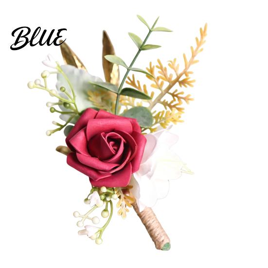 Long-lasting Color Corsage Men Suit Artificial Flower Wristlet Band Reusable