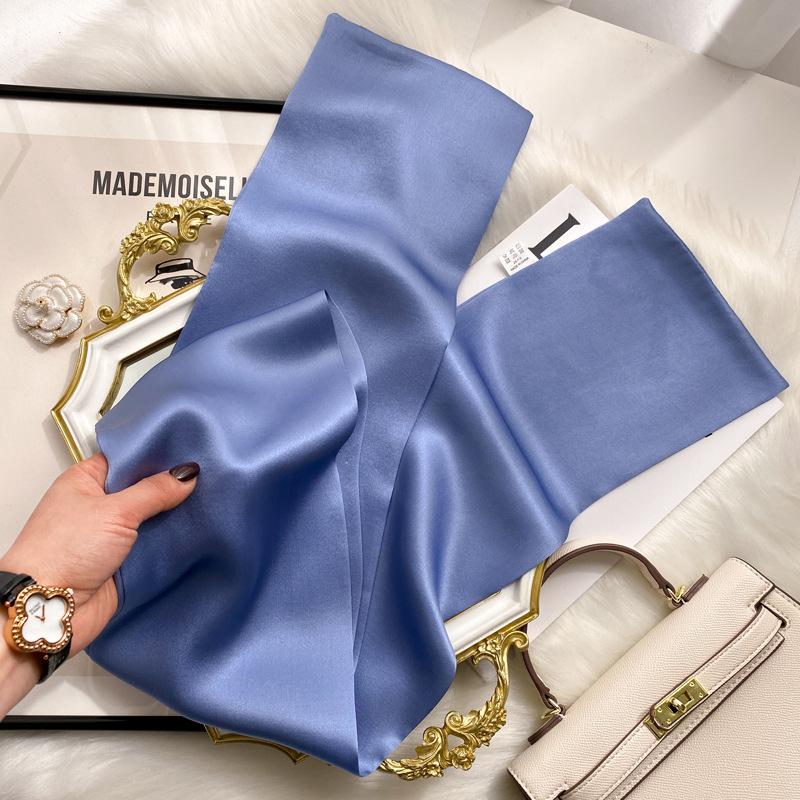Solid 100% Natural Real Silk Scarf Women Bandana Square Scarves Wrap Kerchief Mulberry Spring Fashion Luxury High Quality Hijab