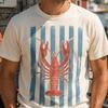 Kreeft Martini T-shirt, kustgrafisch t-shirt, uniseks katoen, strandbarstijl