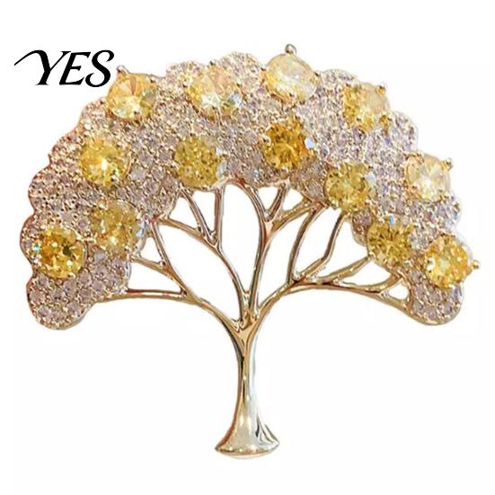 Rhinestone Brooch Pin, Wishing Tree Design Lapel Pin with Sparkling Layered Rhinestones, Hollow Branches Badge for Suits Coats Cheongsam Banquets
