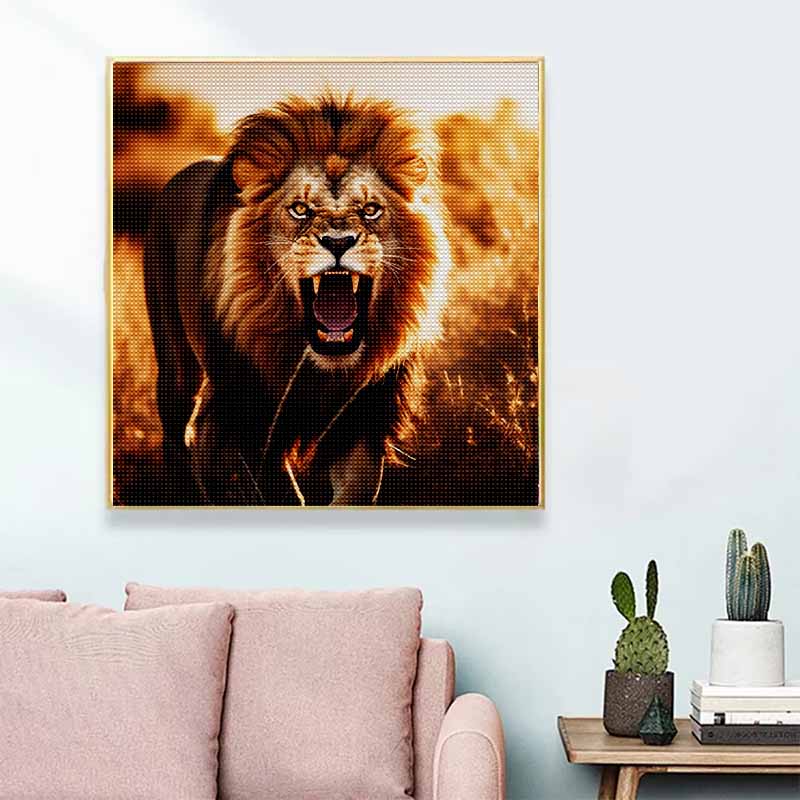 New Arrival 5D DIY Full Circle Diamond Painting "Lion" Embroidery Cross Stitch Home Decor Gift