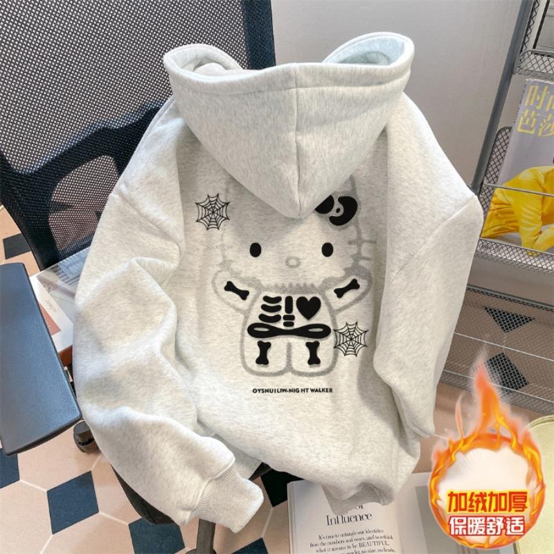 Girls' fleece sweater hooded winter brand medium and older children's thickened thermal top children's older girls' winter children's clothing