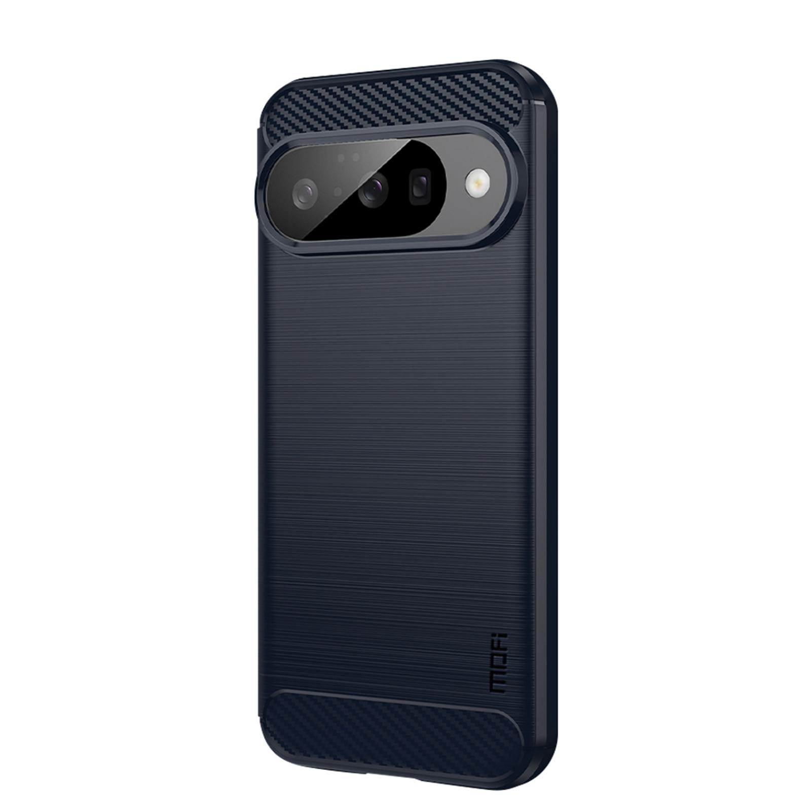 

Для Google Pixel 10 Задня кришка MOFI Матова текстура Вуглецеве волокно М який чохол з ТПУ Blue