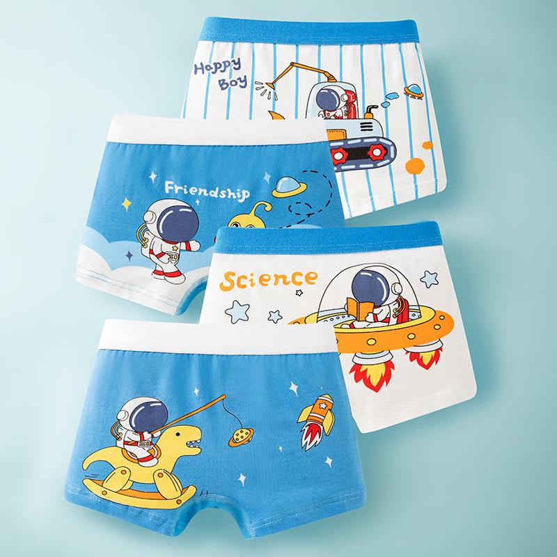 4 PCS Kids Boxer Underwear Cotton Cute Cartoon Vehicle Children Shorts Underpants Soft Boy Panties 3-12 Years Old