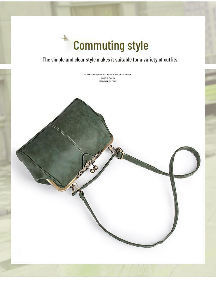 Women's British Retro Frosted Leather Shoulder & Crossbody Bag - Spring/Summer 2026