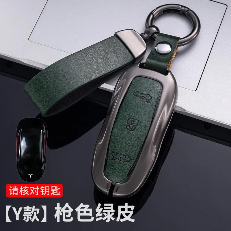 Car Sticker Tesla Zinc Alloy Car Smart Remote Key Case Fob Cover Holder For Tesla Model 3 Model Y Model X/S Auto Protector Keych