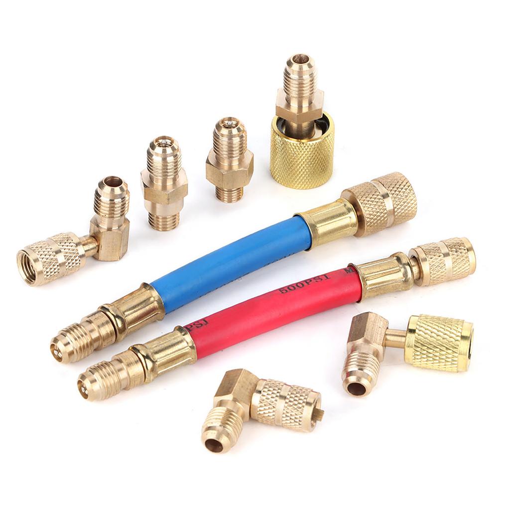 8pcs Set Air Conditioning Refrigeration R 12A C Connector Adapter Hoses R134A R12