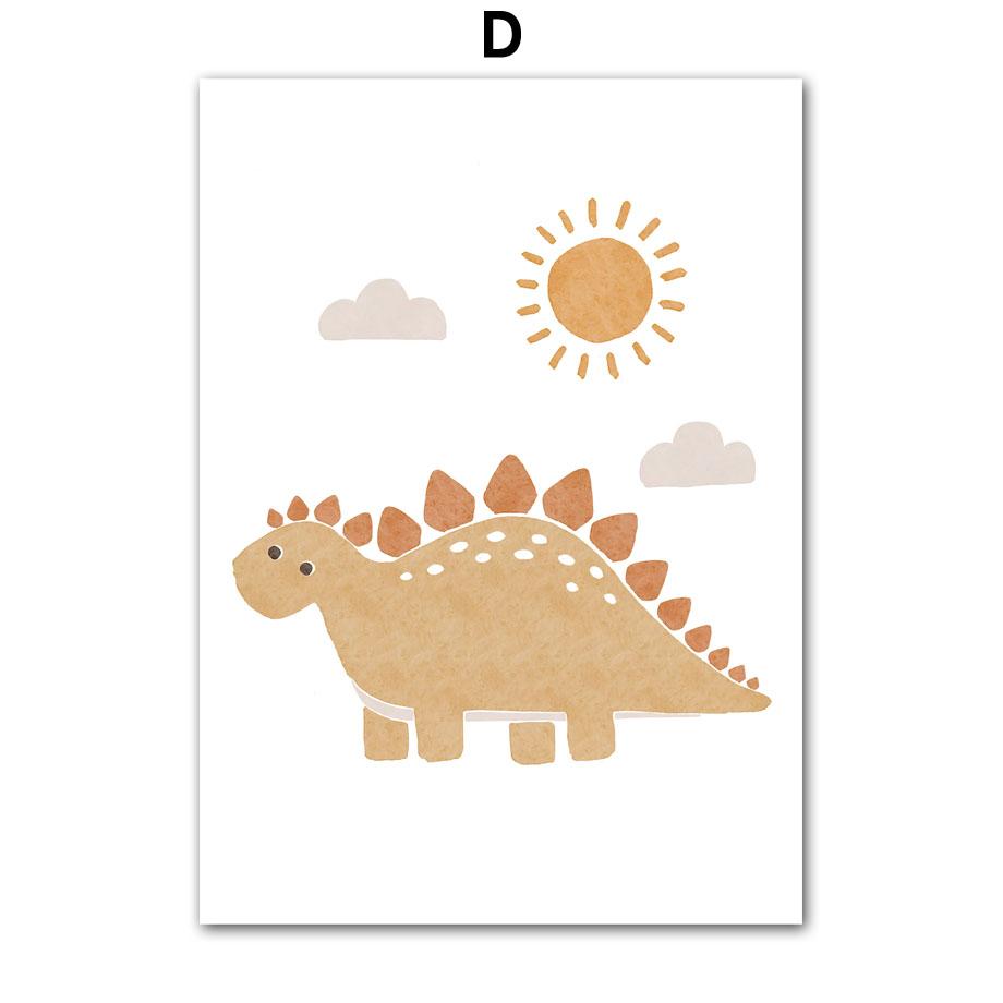 Wandkunst Kinderzimmer Dekoratives Poster Cartoon Neues Baby Dinosaurier Süßes Herz Alphabet Kindergarten Leinwand Malerei Druck Wandbild