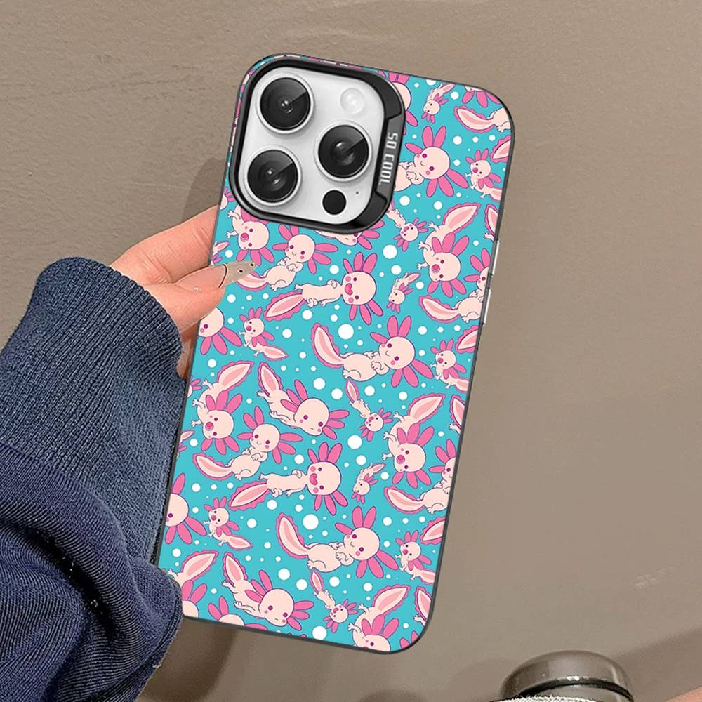 Cartoon Axolotl Süße Handyhülle Für IPhone 17 16 15 14 13 Pro 12 11 Pro Max PLUS Farbe Rückseite
