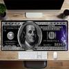 1 Stück Großes Gaming-Mauspad, UV-reaktive rutschfeste Schreibtischunterlage, waschbares Polyester Benjamin Franklin Dollar Computerpad mit lebendigem Spielautomaten