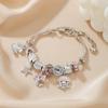 Pink Marine Style Zinc Alloy Starfish and Clown Fish Pendant Shell Beaded Bracelet-Trendy Women's Gift