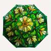 Stained Garden: Vibrant Floral Panel for Home DecorUmbrella, Portable 3-Fold Compact Umbrella for Men & Women Gift