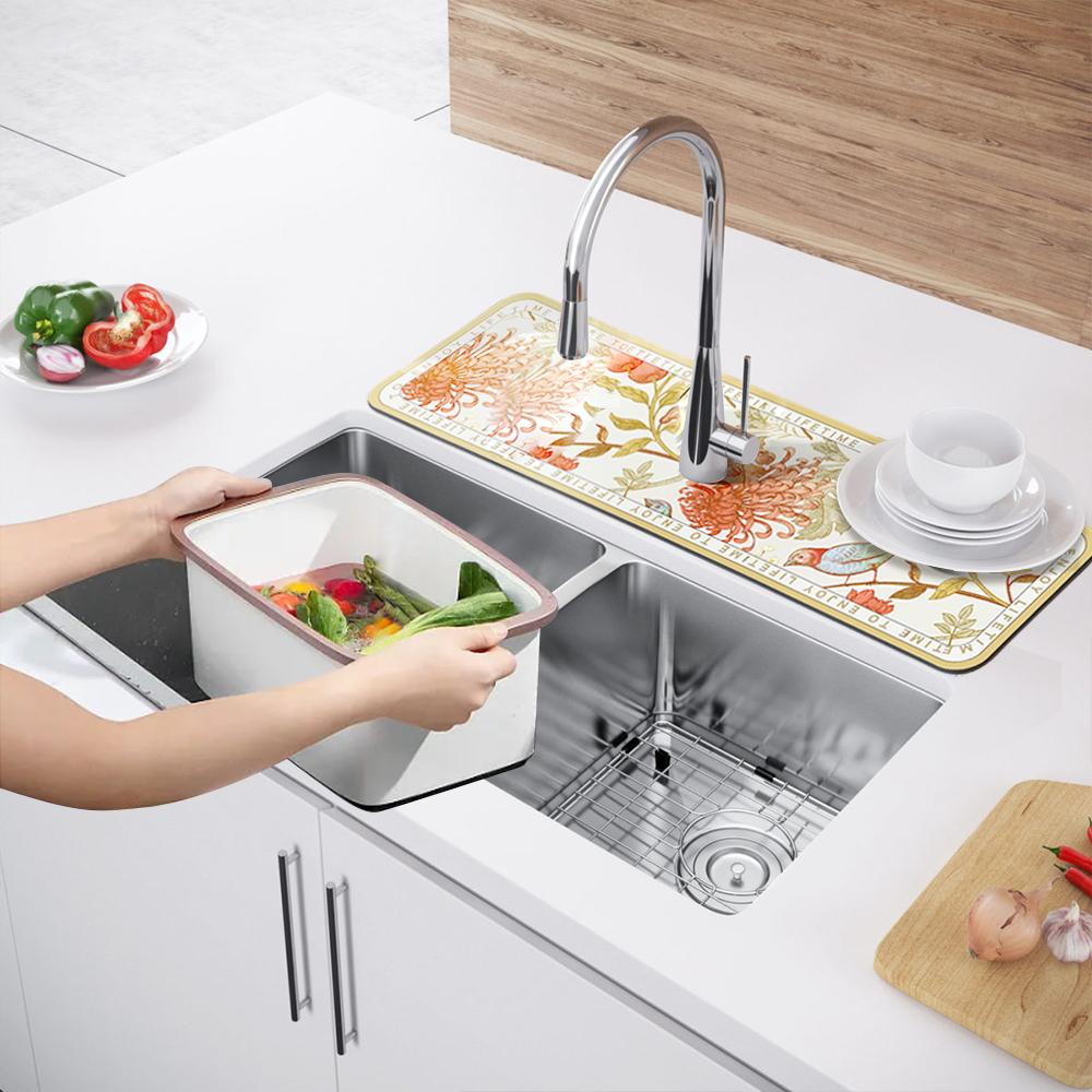 Classic Sink Faucet Drain Pad Table Mat Toilet Diatom Mud Moisture-wicking Pad Slip-resistant Anti-mildew Mat for Kitchen Countertop Dining