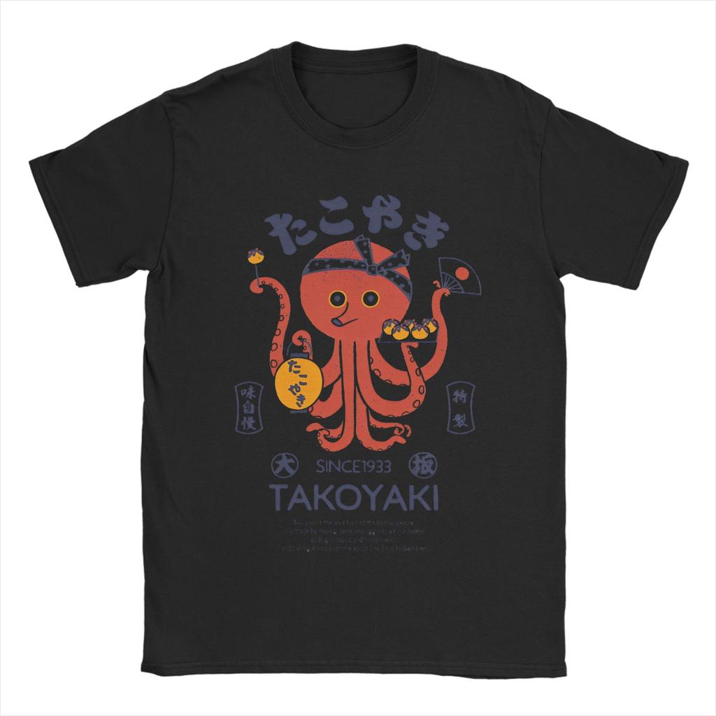 Leisure Japanese Octopus Chef TShirt for Men Round Collar Cotton T Shirts Short Sleeve Tee Shirt Plus Size Clothes