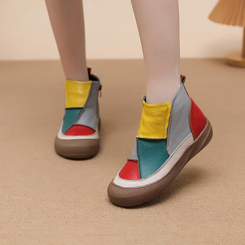 

Fashion Autumn and Winter Color Matching Women s Shoes Booties Comfortable Casual Shoes New 35