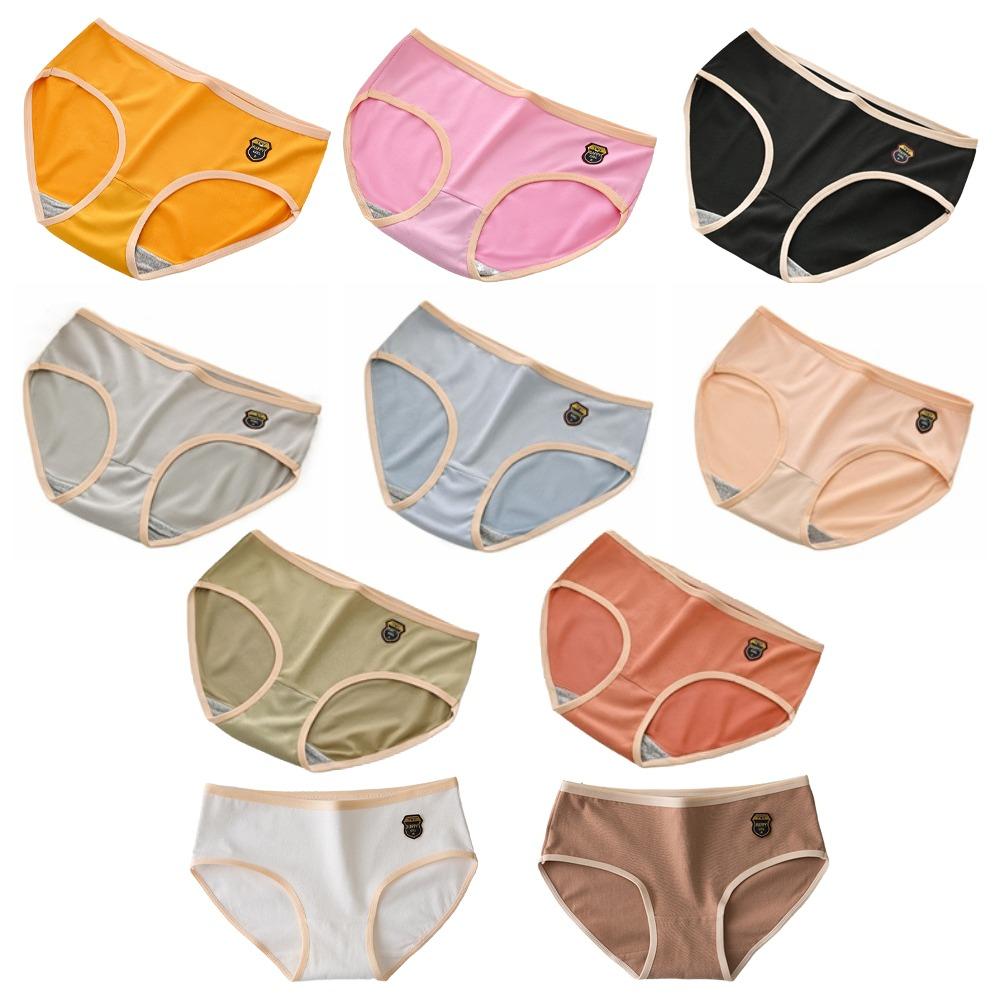 

6PCS Mid Waist Simple Panties Breathable Large Size Briefs Sweet Underwear Women Intimates XL-6Pcs Random