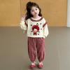 Girls' Plaid Pants Set - Spring/Autumn 2025 Collection - Trendy Apple Design Outfit