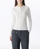 MUSINSA STANDARD WOMAN Women'S Vertical Texture Henley Neck Long Sleeve T-Shirt [White]