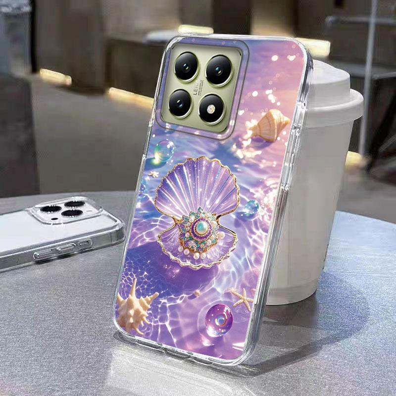 

For Xiaomi 14T 13T Pro 11 Lite 11 Lite 5G NE Phone Case Blue Ocean Shell Ocean Animals Laser Luxury Anti Fall Bumper Hard Cover Xiaomi 13T