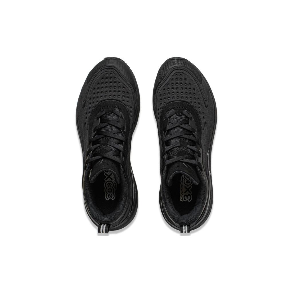 Li Ning Cushioning Slip Resistant Abrasion Resistant Breathable Low top Running Shoes Men's Black ARST041-1