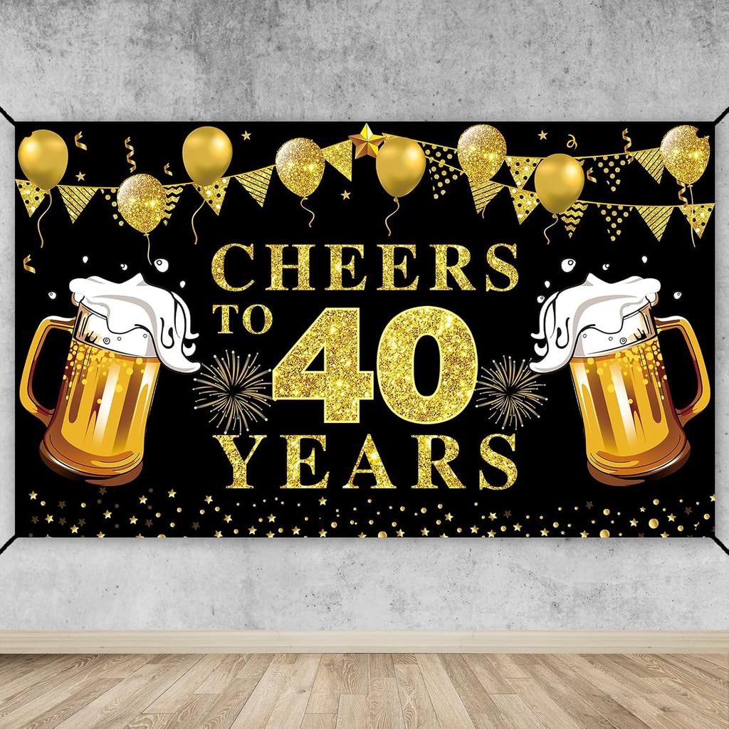 Lnlofen Cheers to 50 Years Banner Backdrop, Black Gold Happy 50th Birthday Decorations, 50 Anniversary Banner Poster Sign Party Supplies (72.8 x 43.3