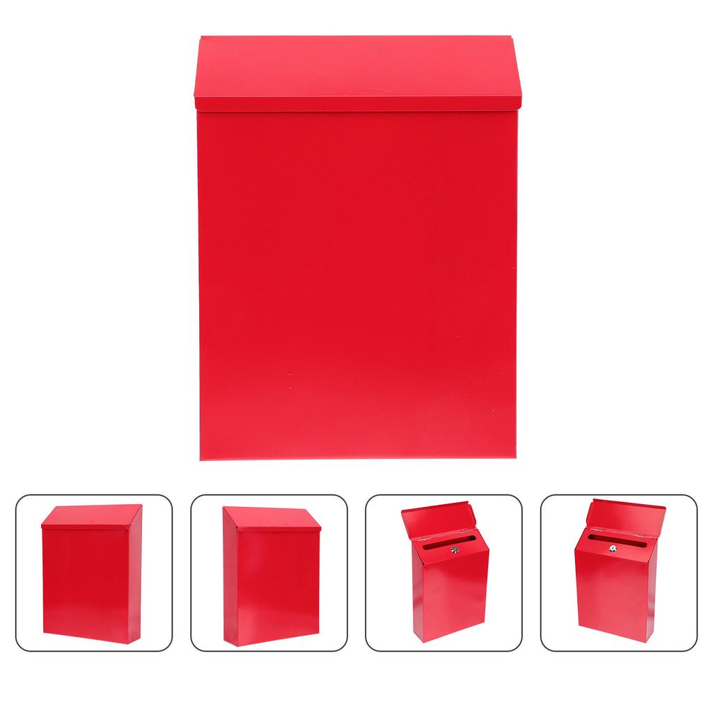 Lockable Wall-Mounted European Iron Mailbox Waterproof Fade-Resistant Letter Box for Residential Yard Garden Decor