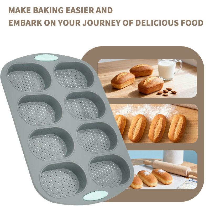 Silicone Hamburger Bun Pan Hamburger Bun Mold Nonstick French Bread Baking Pan Silicone Baguette Mold for Baking Bread Pans