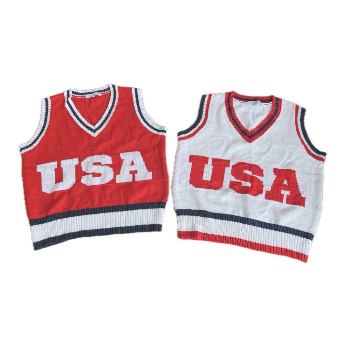 [Big price reduction sale! ! ] [First come, first served! ] Knit Vest Free Size Set of 2 Unisex Tops Link Coordination WEGO Korean Style