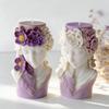 DIY Flowers Relief Girl Portrait Silicone Mold Handmade Aroma Candle Plaster Decoration Mould Cylinder Candle Making Supplies