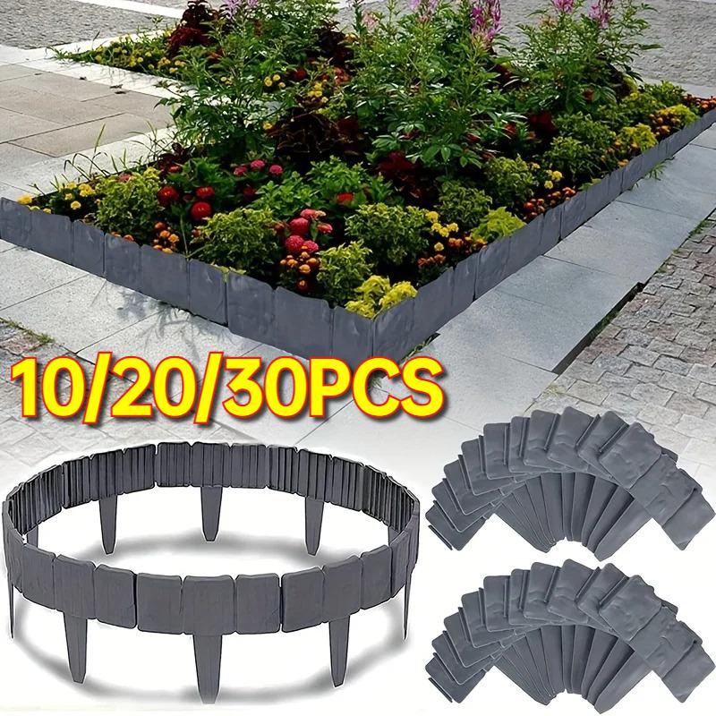 Plastic Garden Edging Border, Imitation Stone Fence Panels, Patio Outdoor Barrier, DIY Garden Landscape Edge Border Spliceable